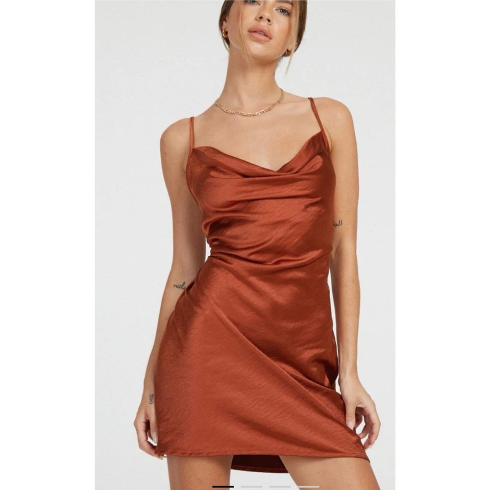 Hollister Rust Satin Mini Dress